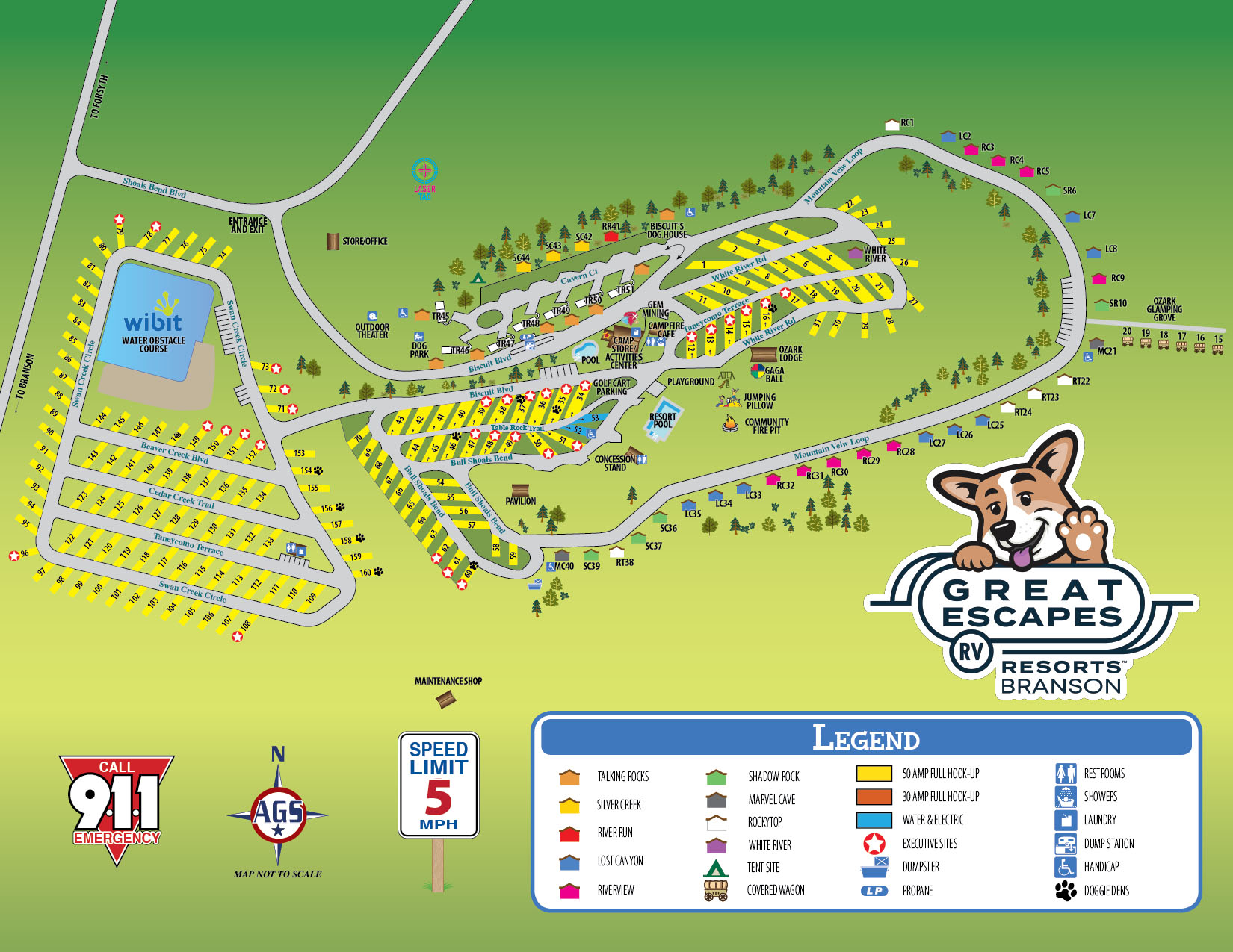 map graphic of Great Escapes Branson
